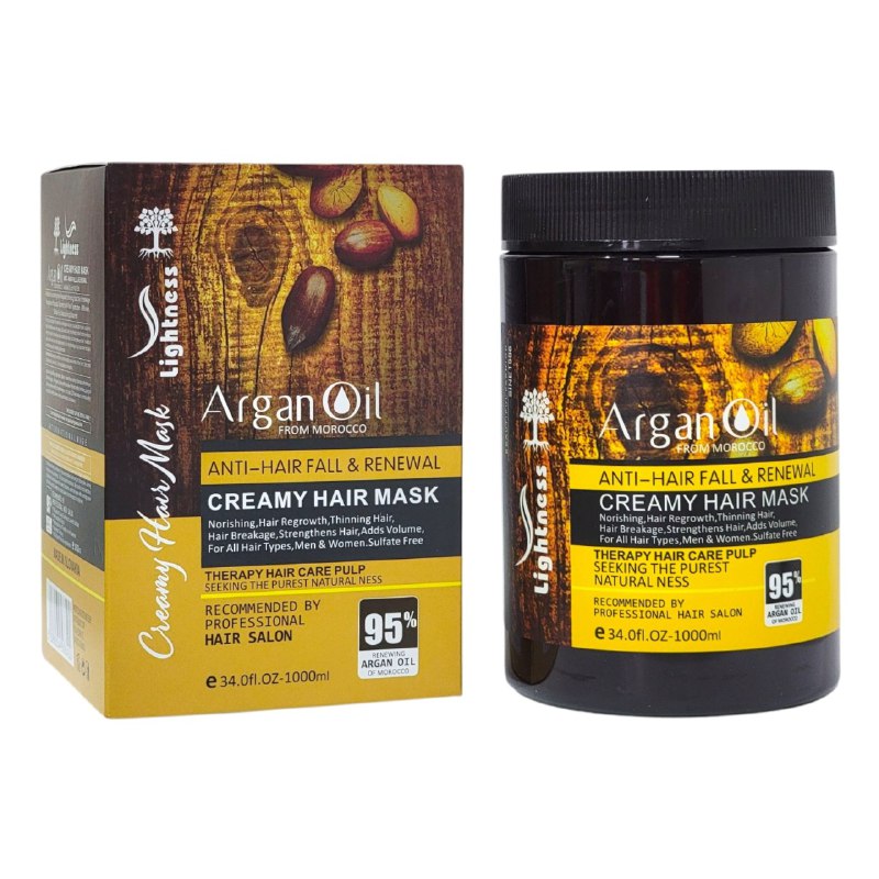 MASCARILLA PARA EL CABELLO CREMOSA ANTICAIDA RENOVADORA CON ACEITE DE ARGAN 1000ML