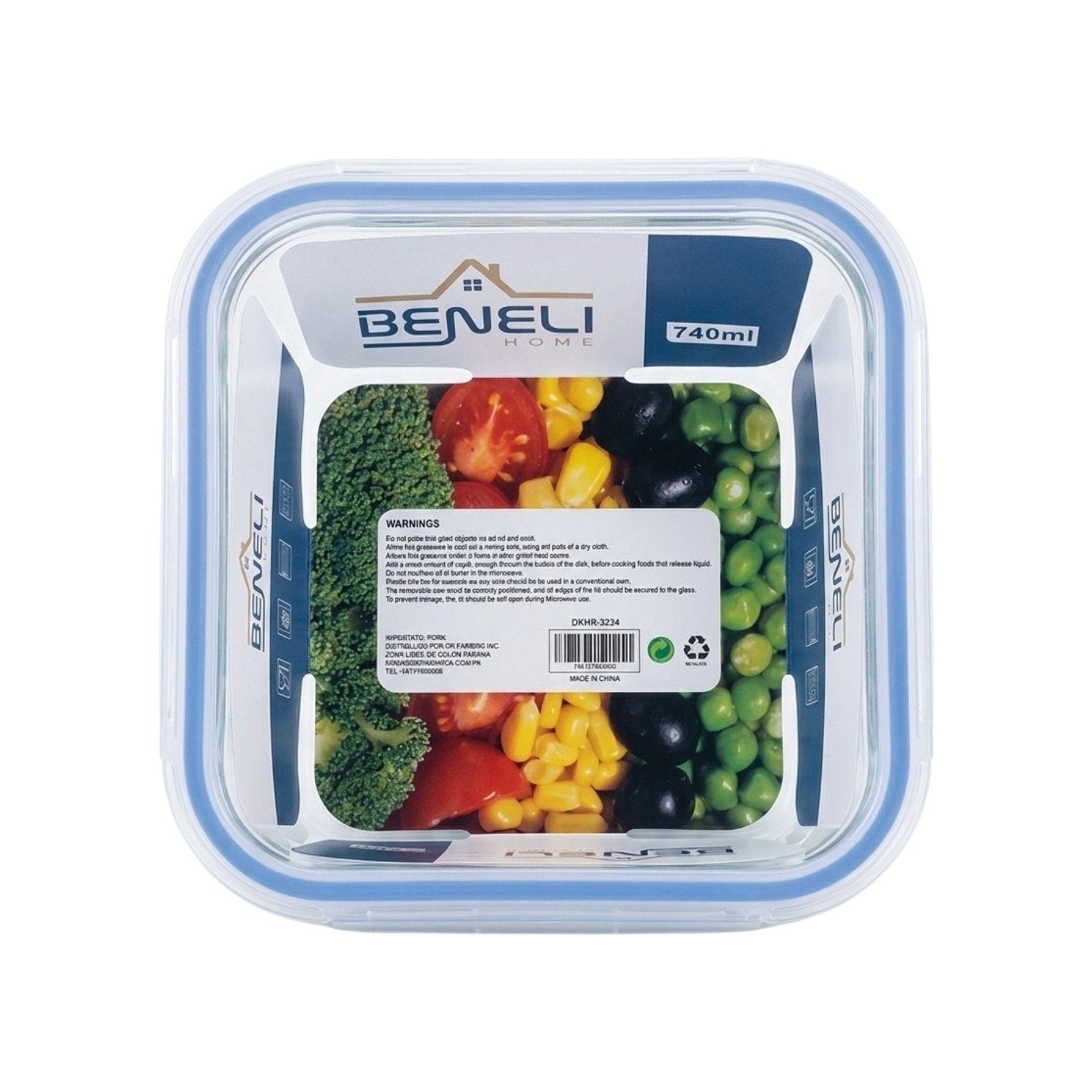 RECIPIENTE DE VIDRIO PARA ALMACENAR Y TRANSPORTAR COMIDAS DE FORMA PRÁCTICA Y SEGURA BENELI HOME 740ML