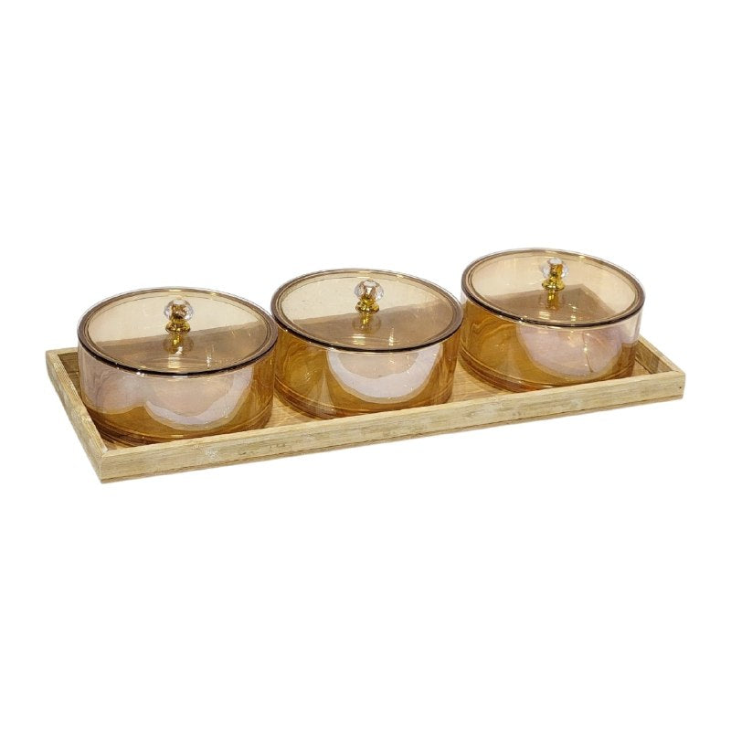 DULCERA RECIPIENTE DE LUJO DE VIDRIO ELEGANTE 3UND CANDY BOX 14X40CM