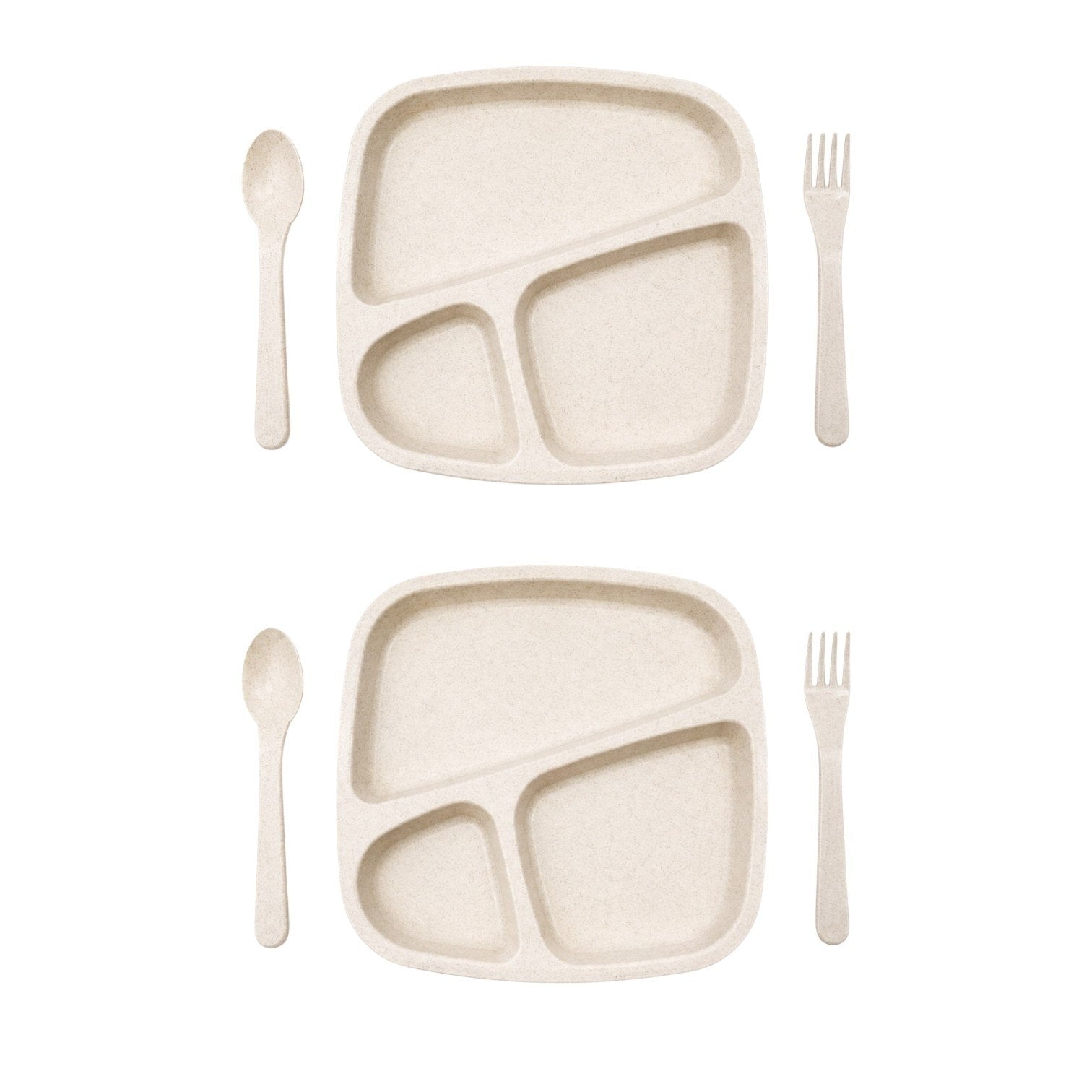 PLATO EN SET INFANTIL PRÁCTICAS Y DIVERTIDAS YI XIN YUAN 2 PLATOS/ 2 JUEGOS DE CUCHARAS Y TENEDORES