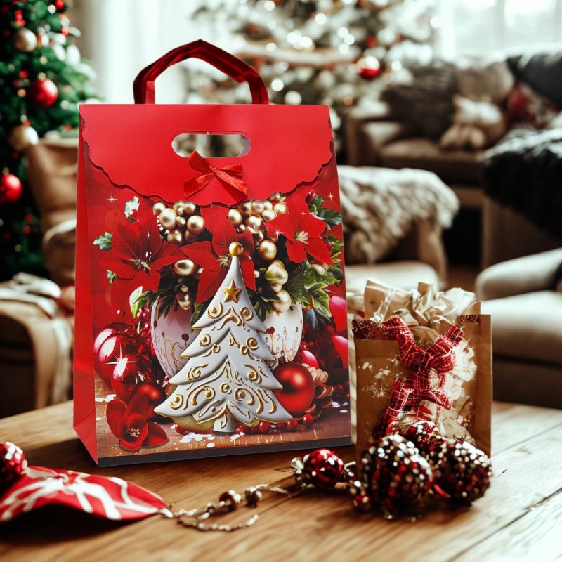 BOLSA DE REGALO NAVIDEÑA MEDIANO 32X24CM