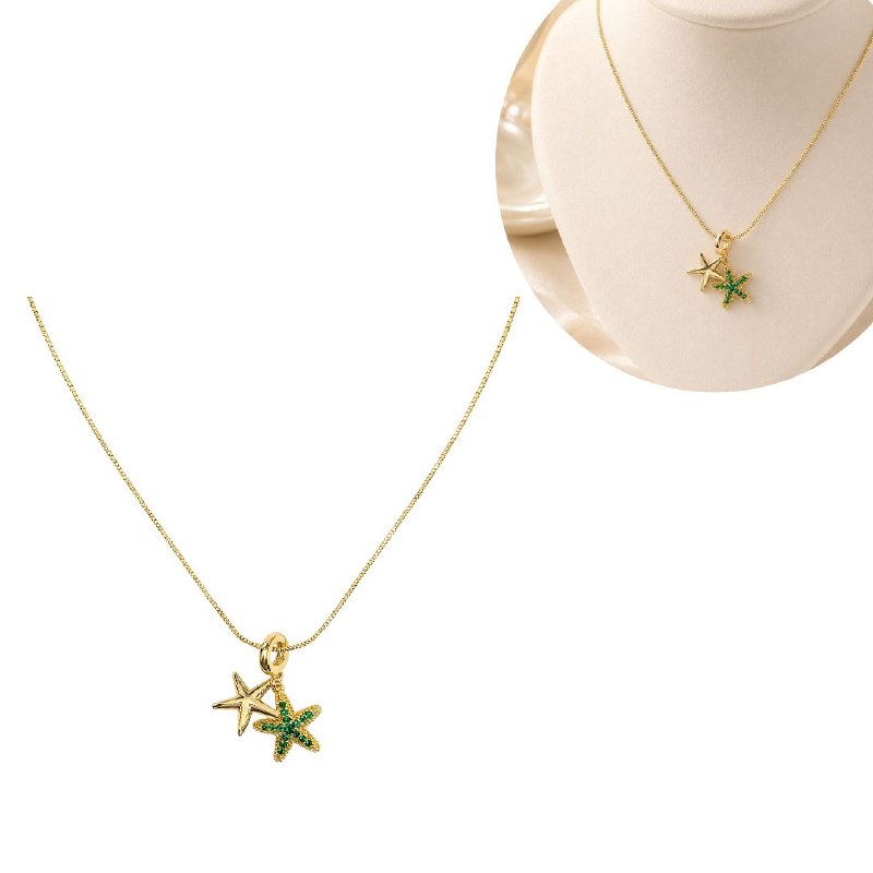 GARGANTILLA DE ENCHAPE PARA DAMA CON DISEÑO DE ESTRELLA 3CM