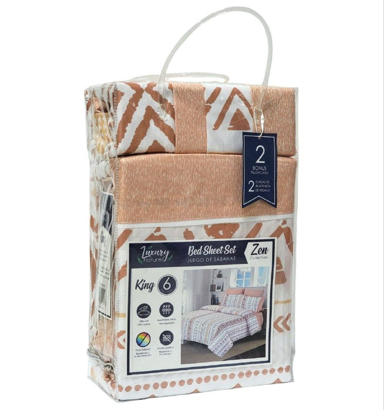 JUEGO DE SABANAS CAMERA DE 6 PIEZAS KING LUXURY NATURE BED SHEET, 10 ESTILOS