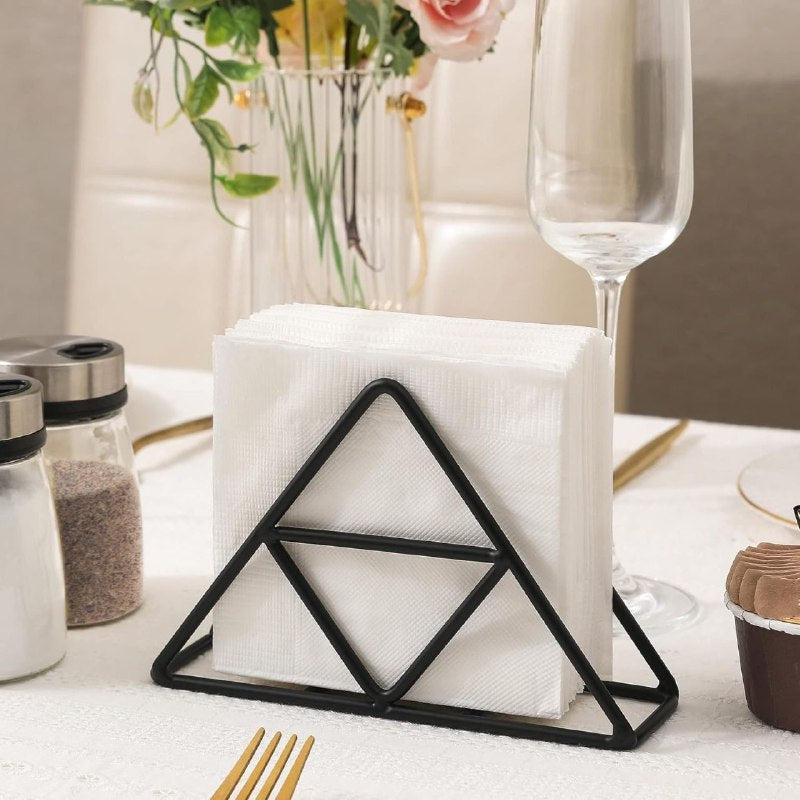 SERVILLETERO ORGANIZADOR CAJA DE ALMACENAMIENTO TRIANGULAR METALICO COLOR NEGRO