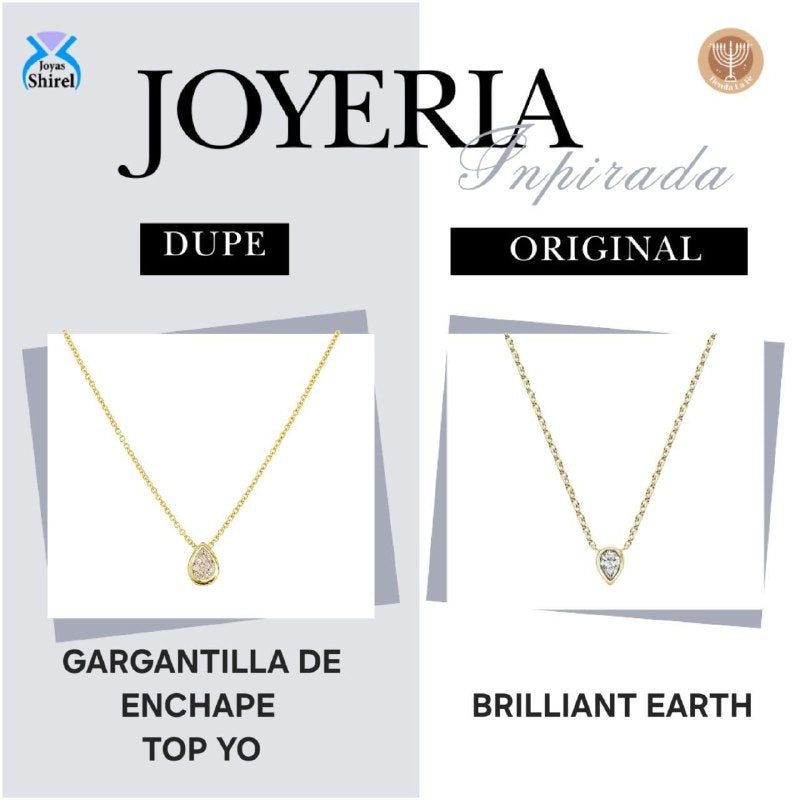 GARGANTILLA DE ENCHAPE PARA DAMA CON DISEÑO DE GOTA 2CM (DUPE BRILLIANT EARTH)