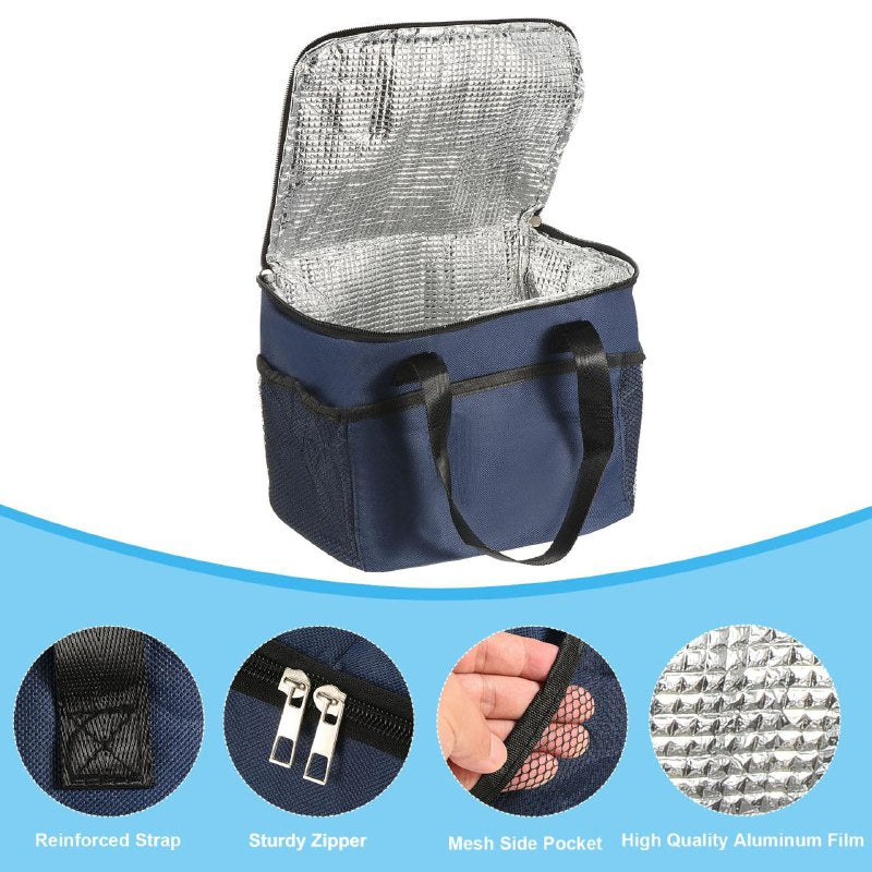 LONCHERA TERMICA PORTATIL PARA ALIMENTOS, LONCHERA BOLSA FACIL DE LLEVAR 5 COLORES 25X20CM