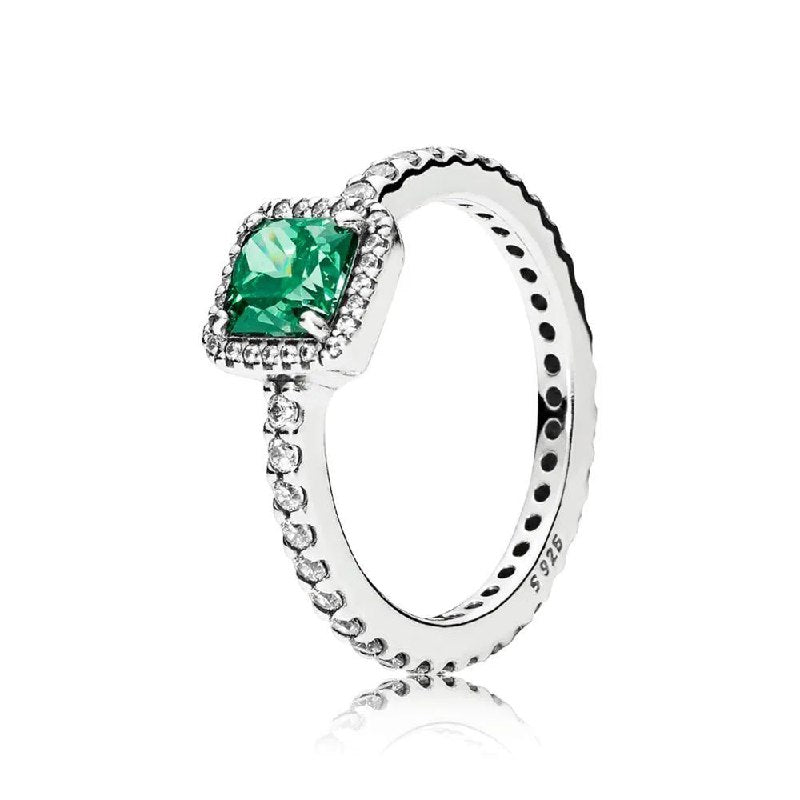 PANI1735B ANILLO PIEDRA CUADRADA VERDE PANDORA, PLATA 925