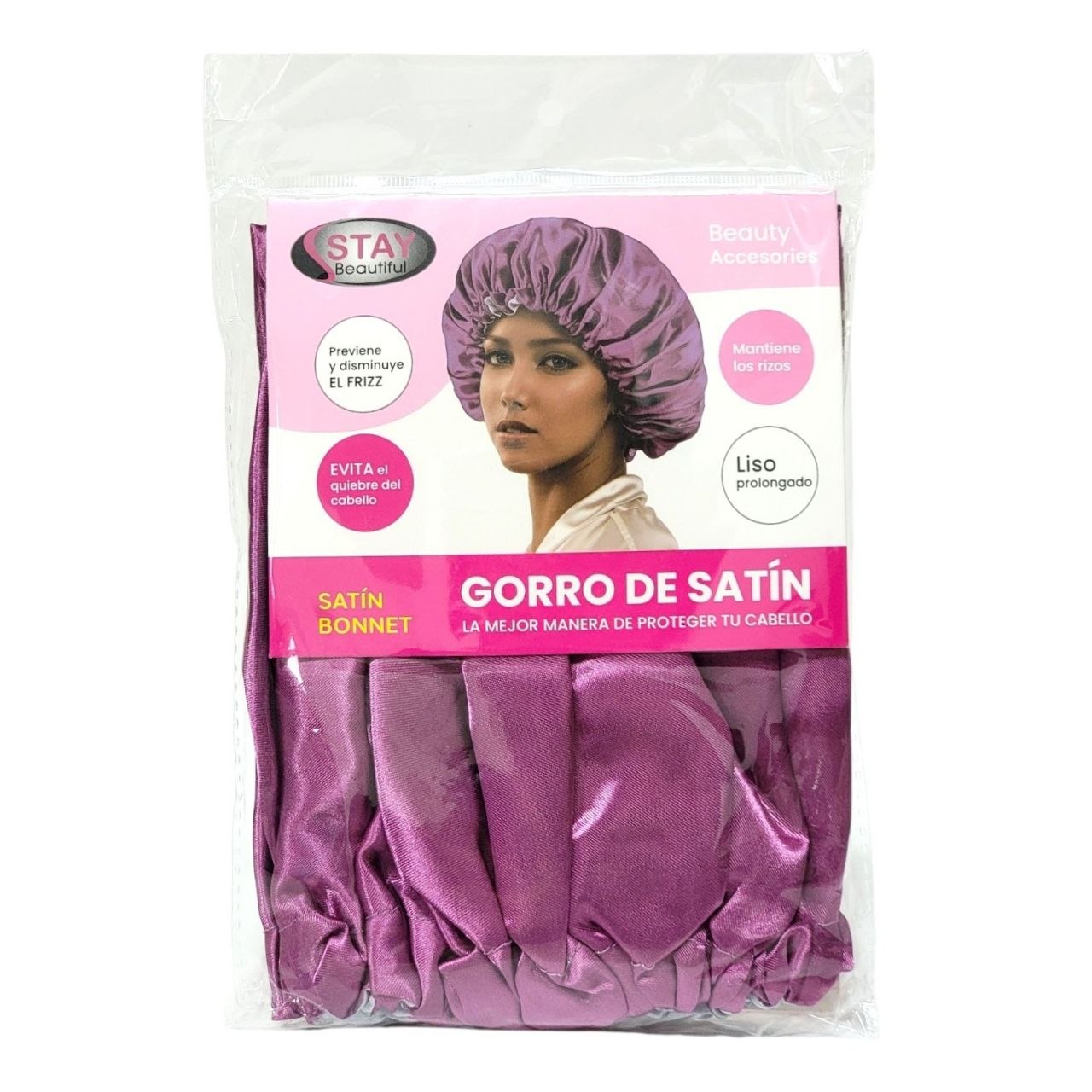 GORRO DE SATÍN EVITA EL QUIEBRE DEL CABELLO, MANTIENE LOS RIZOS, LISO PROLONGADO STAY BEAUTIFUL