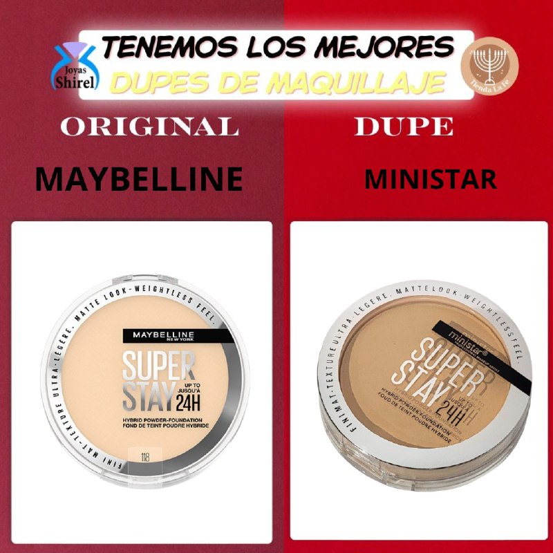 BASE DE MAQUILLAJE EN POLVO HIBRIDA ASPECTO MATE DE LARGA DURACION MINISTAR 8G (DUPE DE MAYBELLINE)