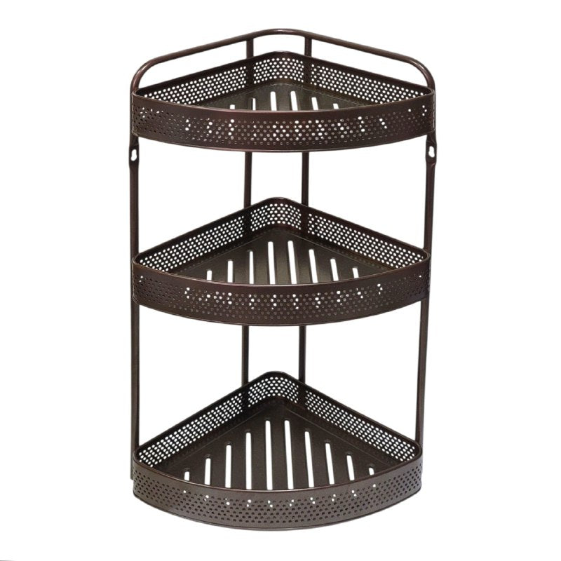 ESTANTE ORGANIZADOR DE ESQUINA DE 3 NIVELES MULTIUSOS PARA COCINA DE METAL INOXIDABLE 24X24X60.5CM