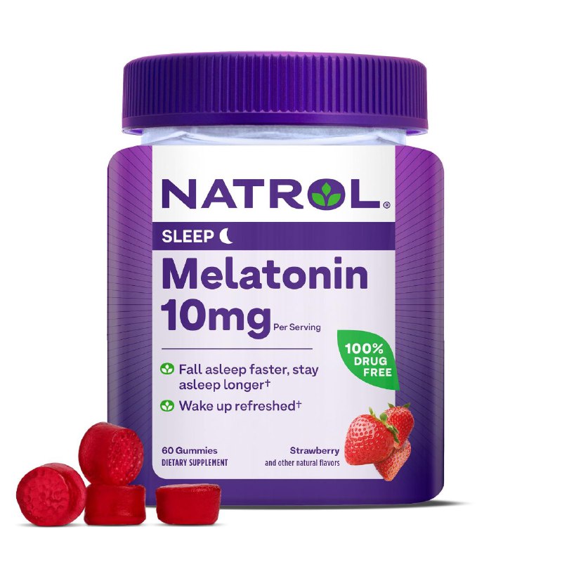 VITAMINAS EN GOMITAS PARA DORMIR, MELATONINA 10MG POR RACION, LIBRE DE DROGAS, QUITAN INSOMNIO, DUERME MEJOR NATROL SLEEP 60UND