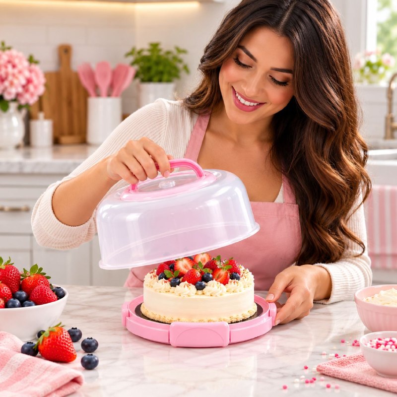RECIPIENTE PORTA PASTELES CON CUPULA PROTECTORA FRESH GUARD 28X14CM