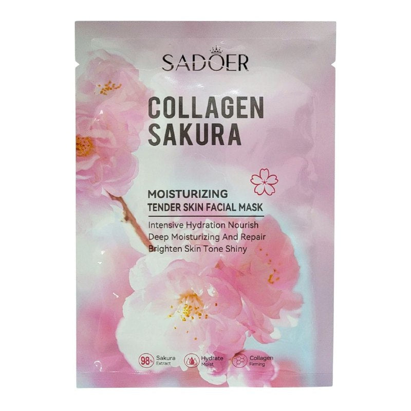 MASCARILLA FACIAL DE SAKURA HIDRATANTE, PIEL TIERNA, HIDRATACION INTENSA, NUTRE Y REPARA LA PIEL DEL ROSTRO SADOER COLLAGEN SAKURA 25G