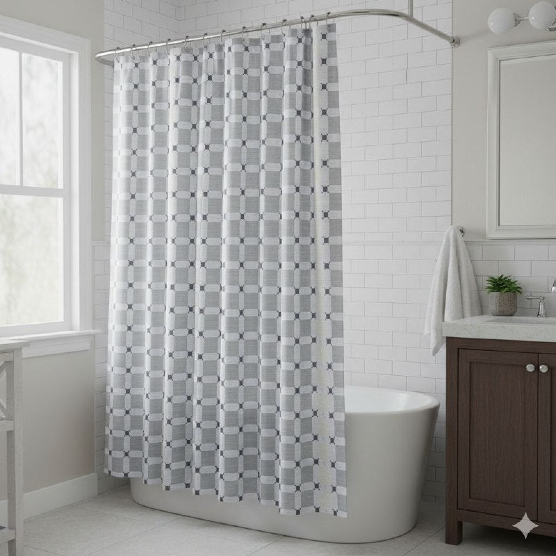 CORTINA DE DUCHA CON 12 GANCHOS DE METAL MODERNA Y ELEGANTE 178X183CM BENELI HOME