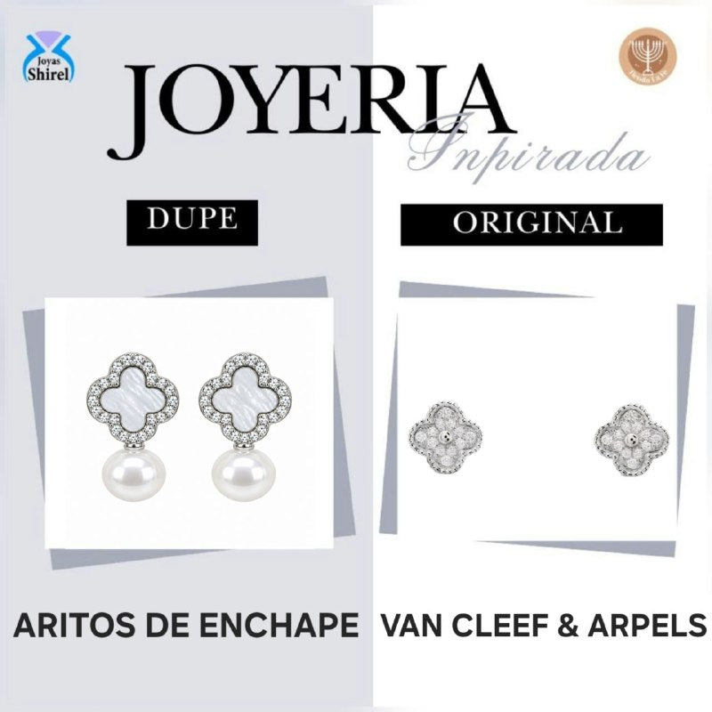 ARITOS DE ENCHAPE PARA DAMA CON DISEÑO DE FLOR 2CM (DUPE DE VAN CLEEF)