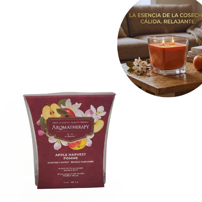 VELA AROMATICA DE DOBLE MECHA AROMA A COSECHA DE MANZANA AROMATHERAPY AIRFUSION 283.5G