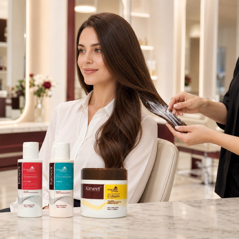 SET DE TRATAMIENTO CAPILAR DE VIAJE DE REPARACION INTENSIVA Y VOLUMEN CON ESENCIA DE MACA PERUANA KARSEELL