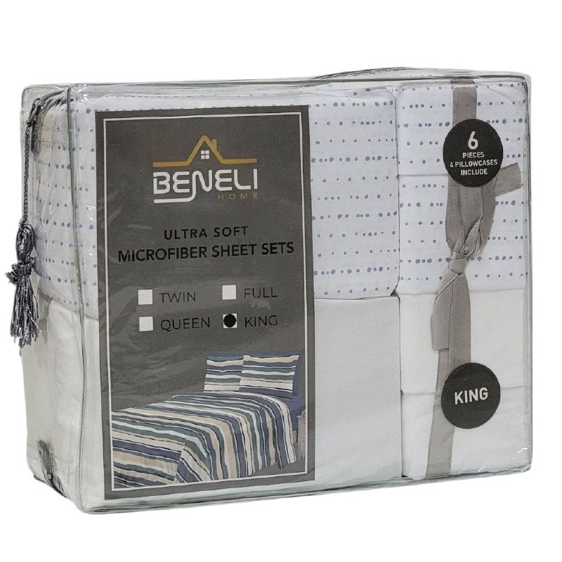 JUEGO DE SABANAS CAMERA DE 6 PIEZAS KING BENELI HOME, 13 ESTILOS