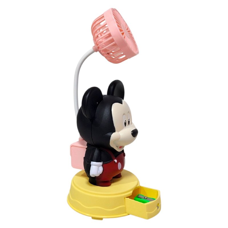 VENTILADOR DE MESA RECARGABLE DE MICKEY MOUSE CON SACAPUNTAS TABLE FAN 2 COLORES