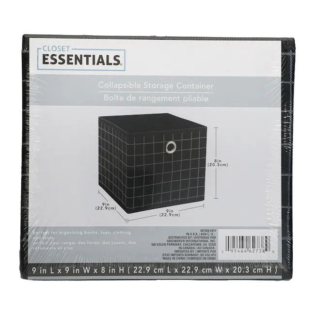 ORGANIZADOR CAJA DE ALMACENAMIENTO PLEGABLE, CESTA CON ASA PARA LIBROS, JUGUETES, ROPA Y MAS CLOSET ESSENTIALS 20.3X22.9X22.9CM