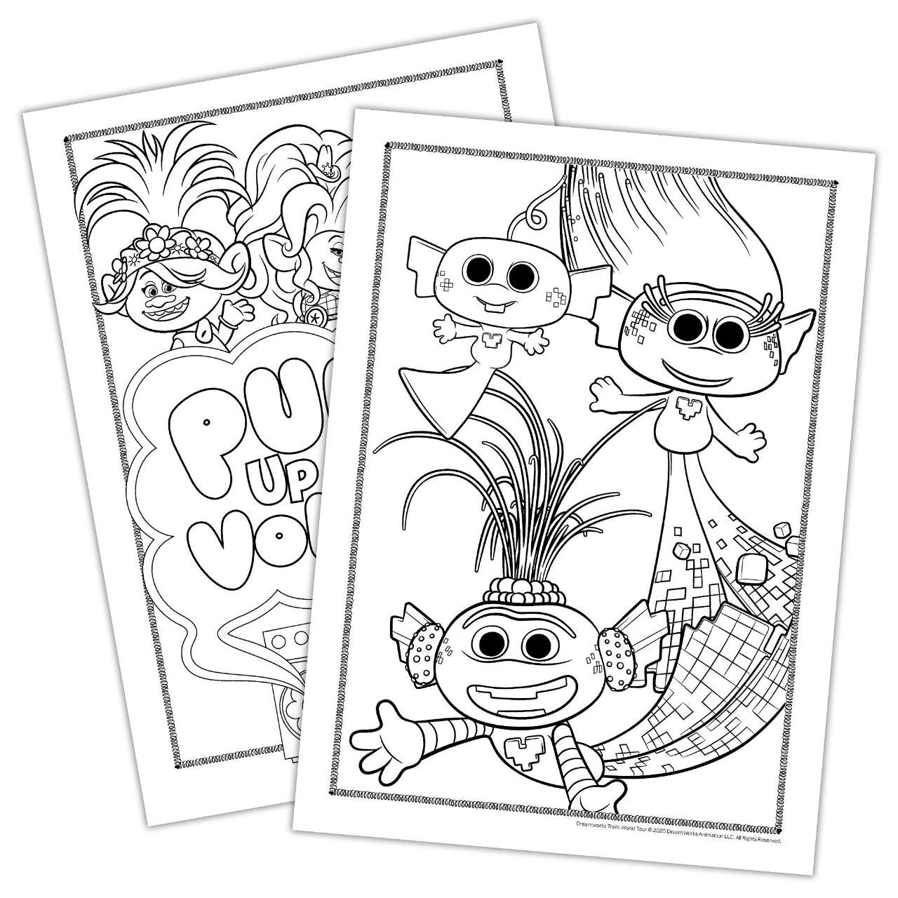 LIBRO PARA COLOREAR INFANTIL CON CRAYONES Y STICKERS DE TROLLS