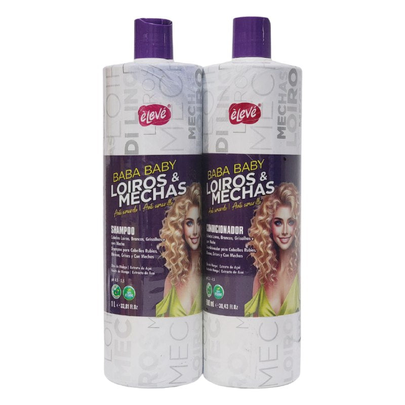 SHAMPOO Y ACONDICIONADOR PARA EL CABELLO EN SET PARA RUBIOS, BLANCOS, GRISES Y CON MECHAS DE EXTRACTO DE MANGO ELEVE LOIROS 1L+900ML
