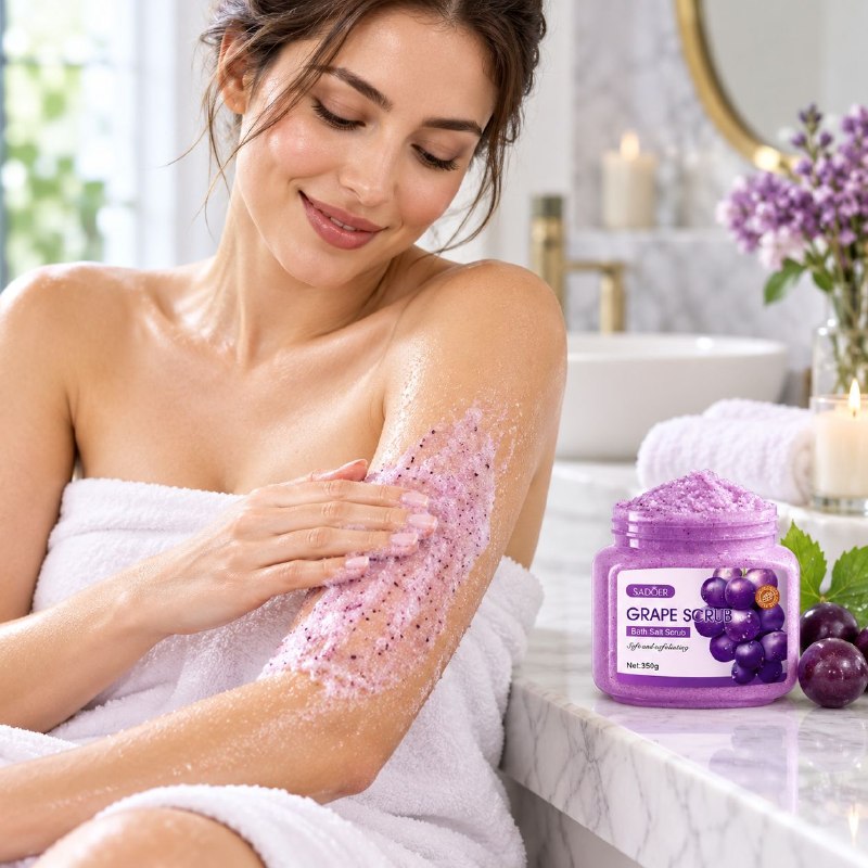 EXFOLIANTE CORPORAL DE SALES MARINAS RENOVADORAS CON AROMA A UVA SADOER 350G