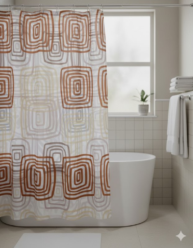 CORTINA DE DUCHA DE POLYSTER SIMPLE Y MODERNO CON 12 ARANDELAS DURADEROS 180X180CM CASA BONITA 6 ESTILOS