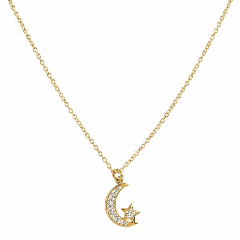 GARGANTILLA DE ENCHAPE PARA DAMA CON DISEÑO DE LUNA Y ESTELLA 2.3CM