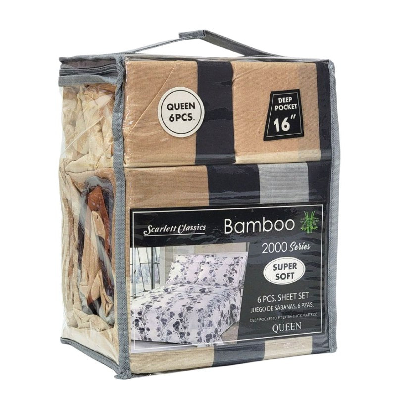 JUEGO DE SABANAS CAMERA DE 6 PIEZAS QUEEN SCARLETT CLASSICS BAMBOO, 54 ESTILOS