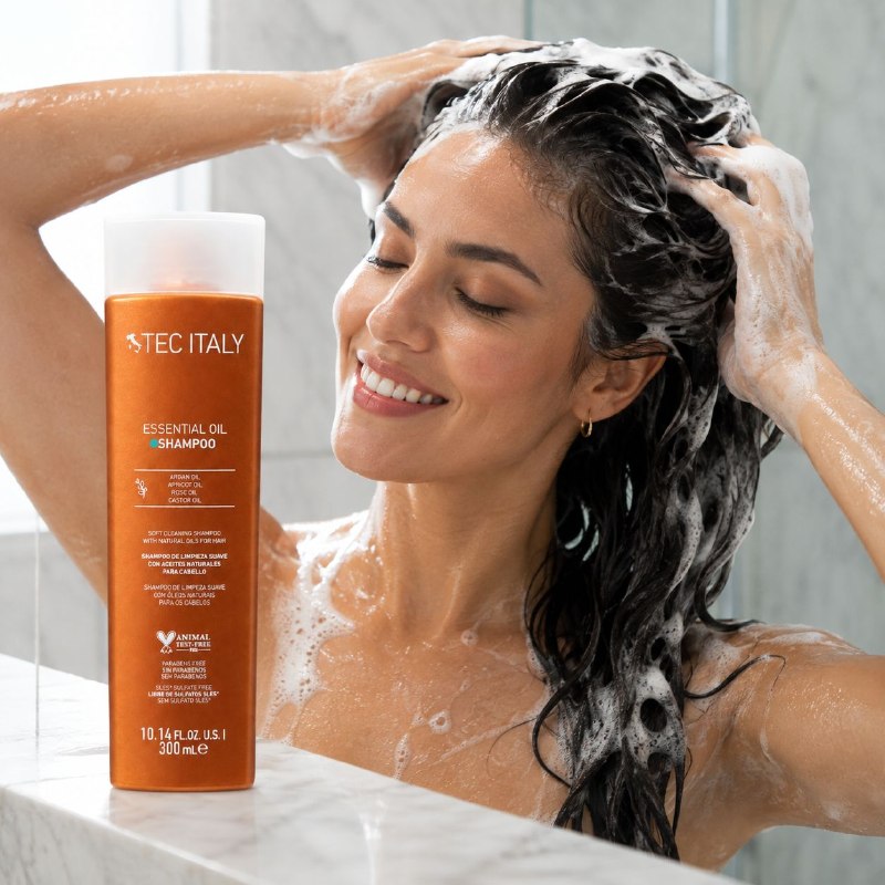 SHAMPOO NUTRITIVO CON ACEITE DE ARGAN ALBARICOQUE ROSA Y RICINO TEC ITALY 300ML