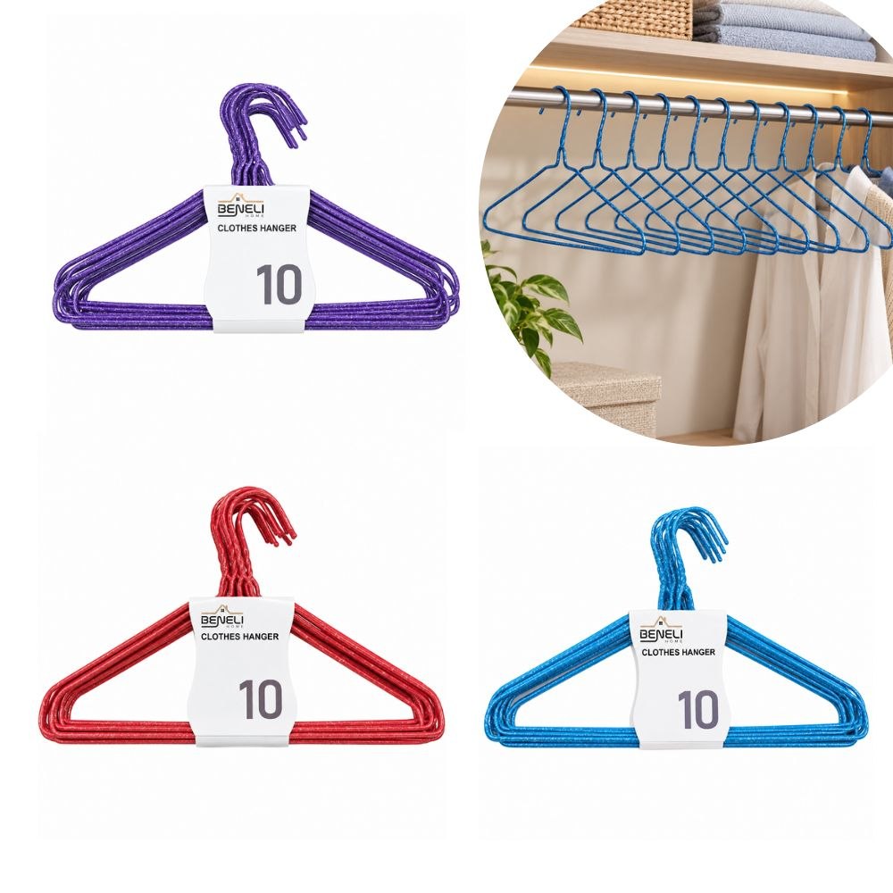 SET DE GANCHOS PARA ROPA BENELI HOME 10UND 40CMX20CM