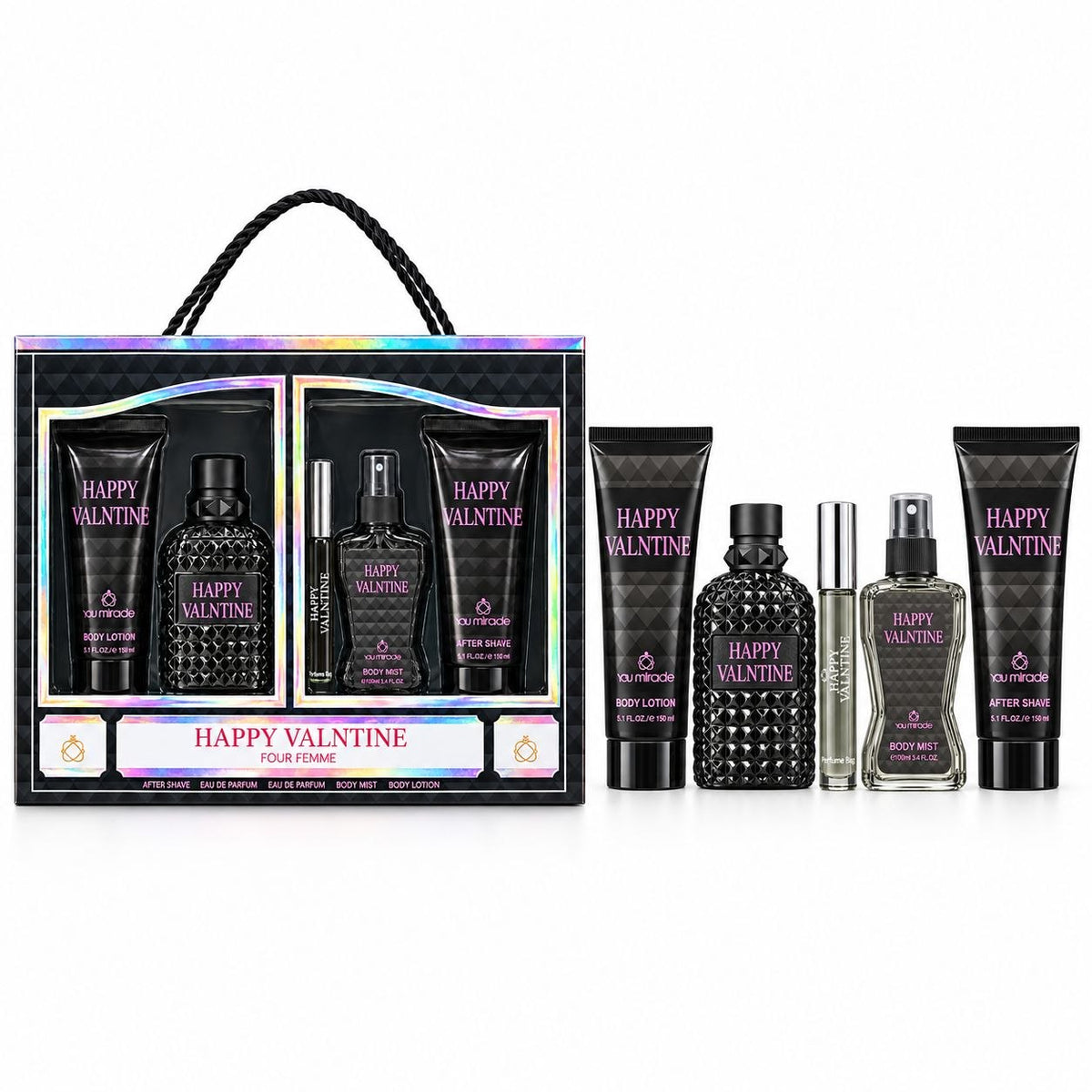 SET YOU MIRADE HAPPY VALENTINE EDP 100ML AFTER SHAVE 150ML EDP 15ML BODY MIST 100ML CREMA CORPORAL 150ML (H)
