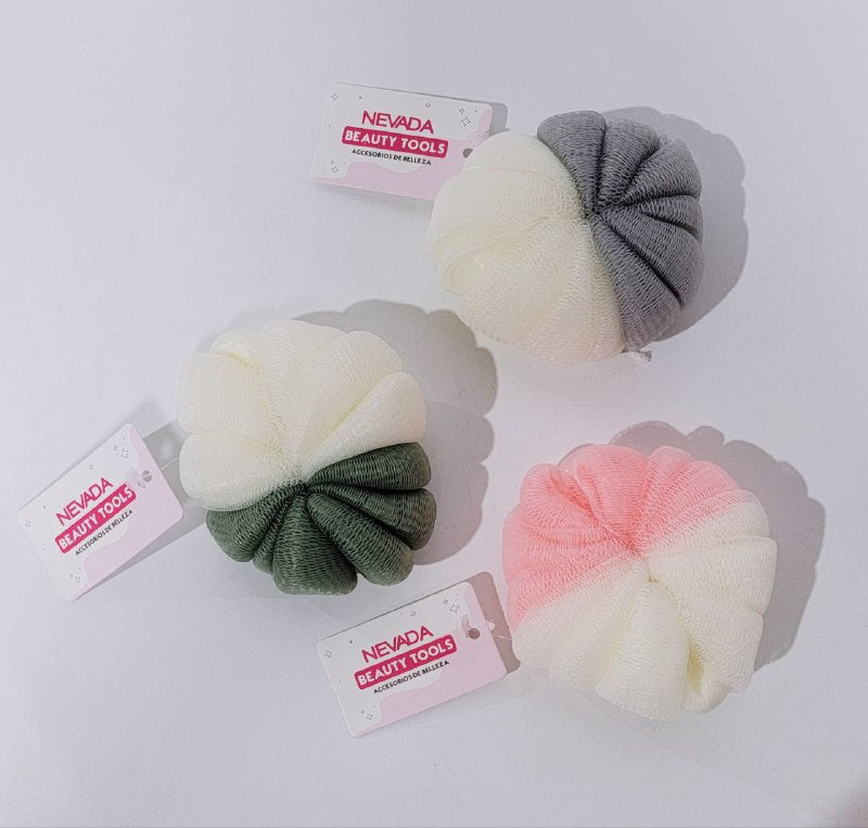 ESPONJAS PASTE PARA DUCHA BAÑAR, MALLA COLORIDA PARA EXFOLIANTE SUAVE, BAÑO RELAJANTE 3 COLORES NEVADA BEAUTY TOOLS