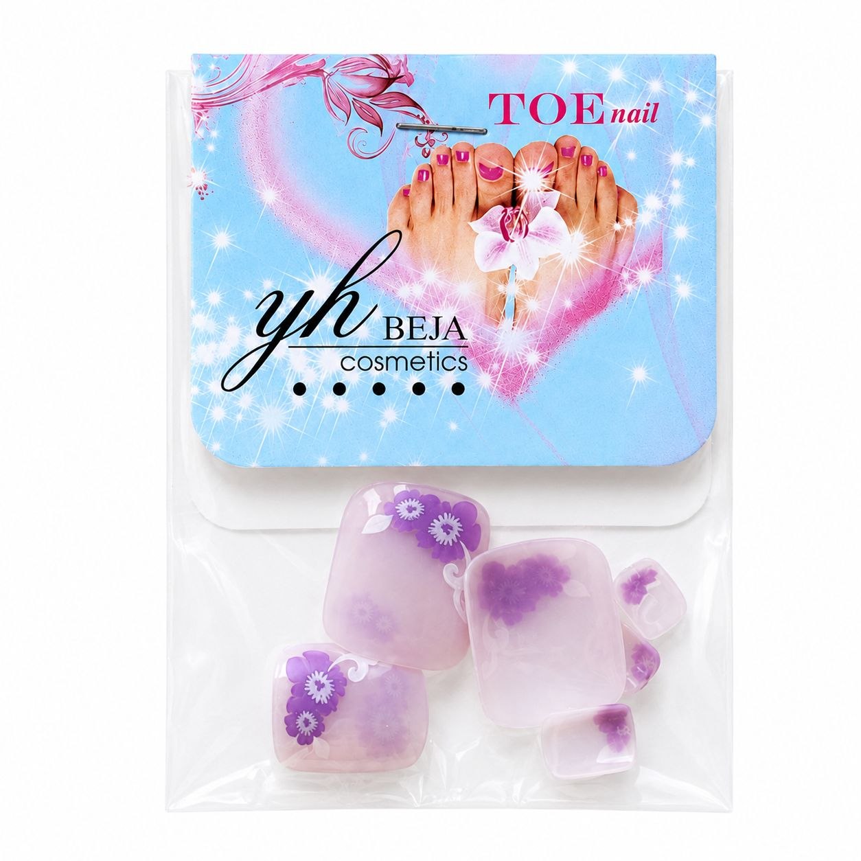 UÑAS POSTIZAS PARA PIES CON DISEÑOS YH BEJA COSMETICS