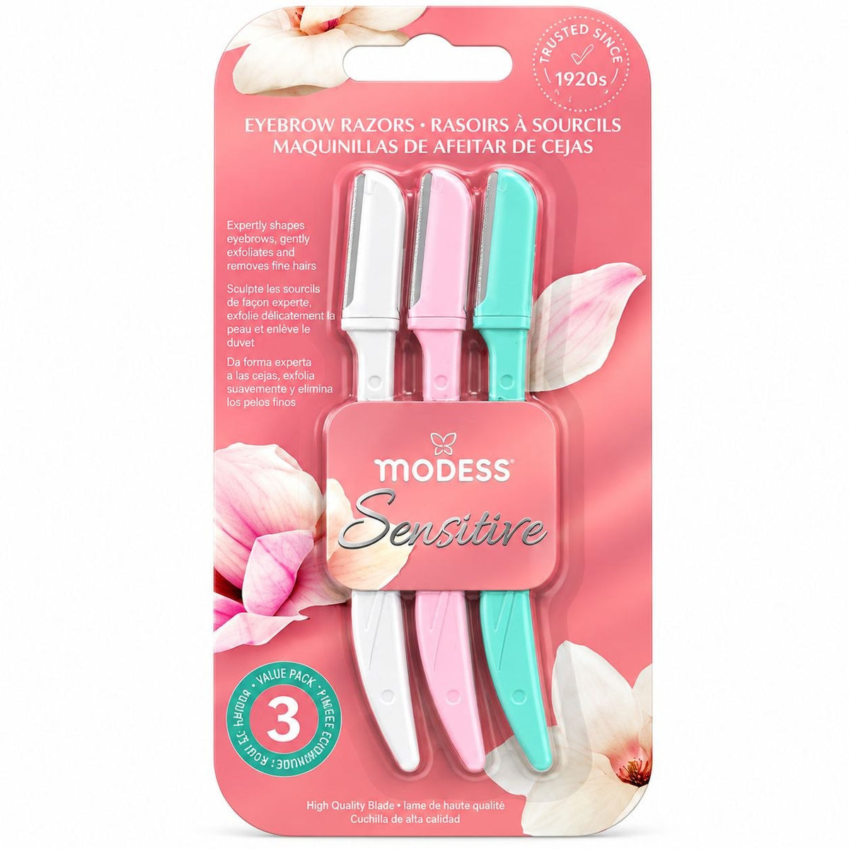 SET DE PERFILADORES DE CEJAS Y RASURADORES FACIALES SENSITIVE 3PCS MODESS