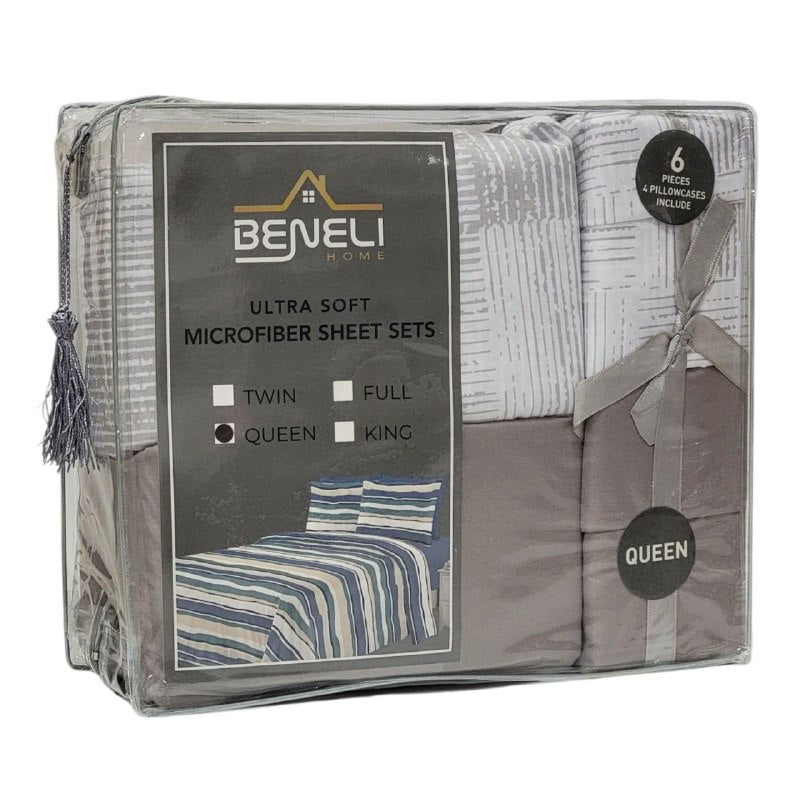 JUEGO DE SABANAS CAMERA DE 6 PIEZAS QUEEN BENELI HOME, 10 ESTILOS