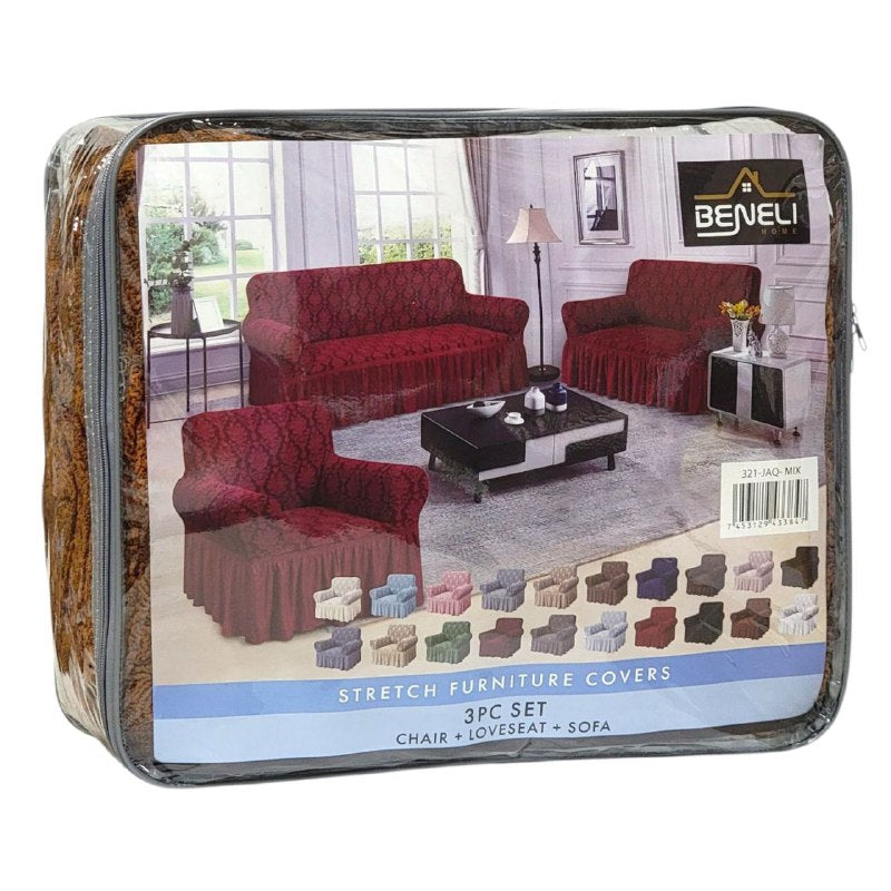 SET DE FORROS ELASTICOS DE MUEBLES, JUEGO DE 3 PIEZAS PARA MUEBLES VARIOS COLORES BENELI HOME