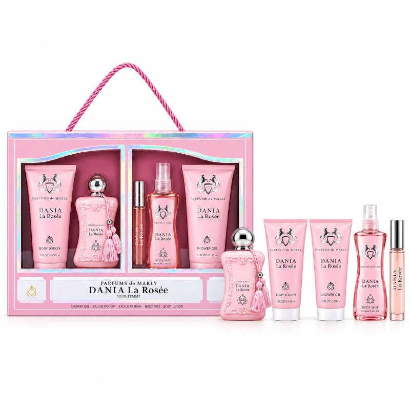 SET YOU MIRADE DANIA LA ROSEE EDP 100ML, EDP 15ML, SHOWER GEL 150ML, BODY MIST 100ML, BODY LOTION 150ML (M) (AROMA SIMILAR PARFUMS DE MARLY DELINEA LA ROSEE)