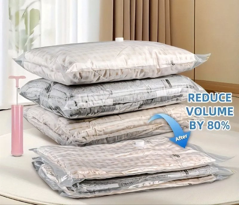 BOLSA DE COMPRESION AL VACIO PARA OPTIMIZAR ESPACIO Y ALMACENAMIENTO PARA MALETAS, ROPEROS ETC FENFANG 60X80CM
