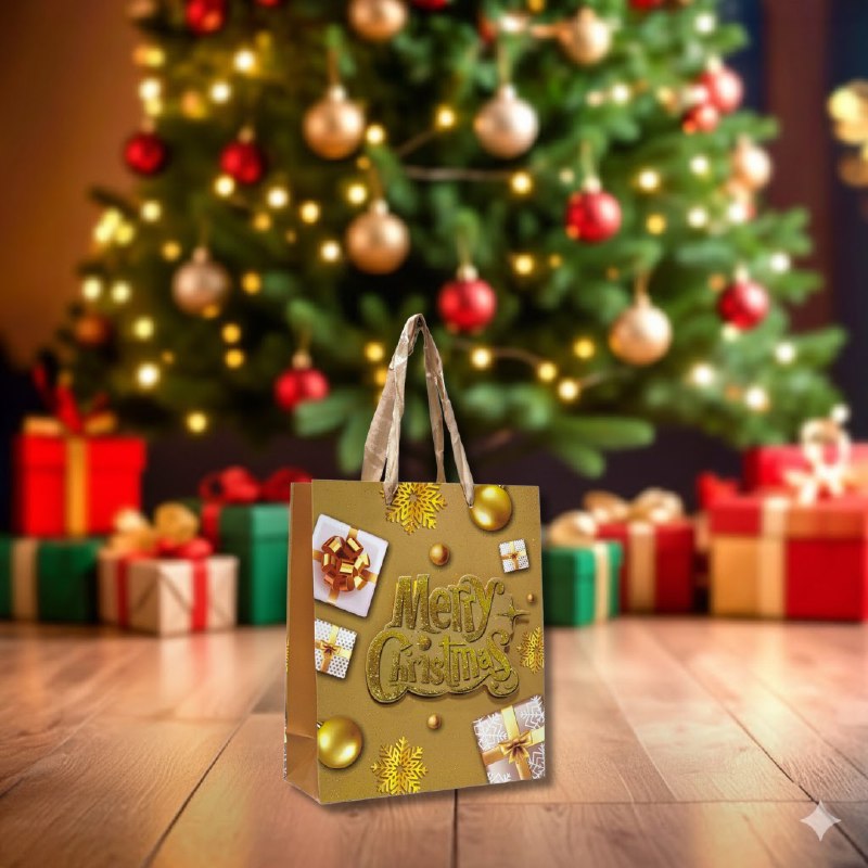 BOLSA DE REGALO NAVIDEÑA PEQUEÑA 19.5X23.5X8CM