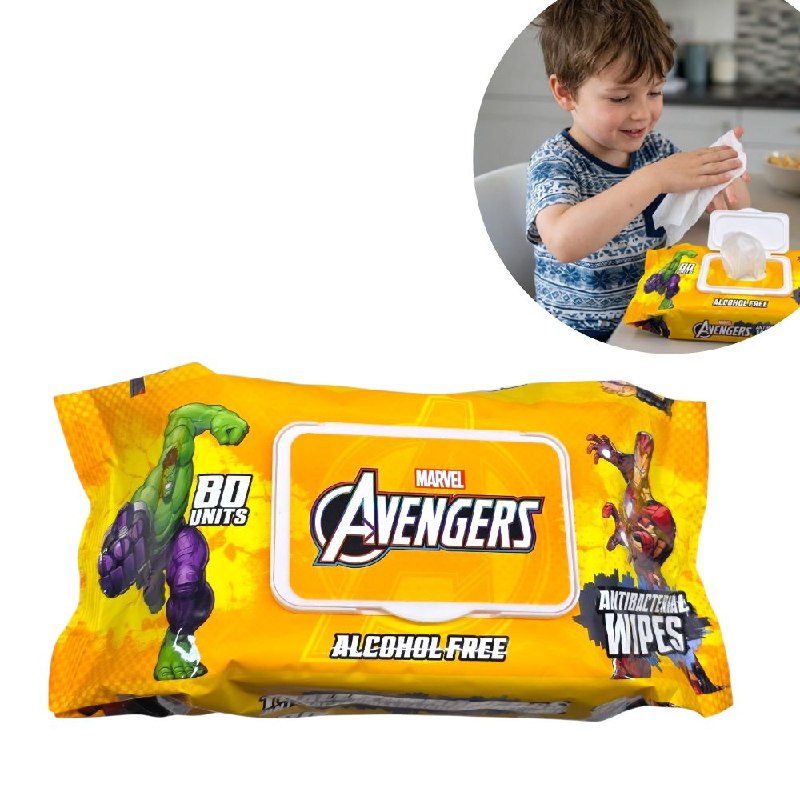 TOALLITAS HUMEDAS ANTIBACTERIALES PARA NIÑOS MARVEL AVENGERS 80UND