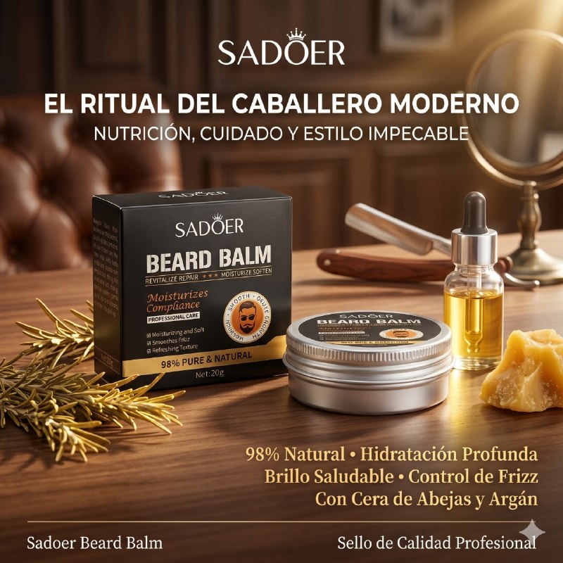 CREMA BALSAMO PARA BARBA 2 EN 1 QUE HIDRATA Y ESTILIZA LA BARBA SADOER 20G