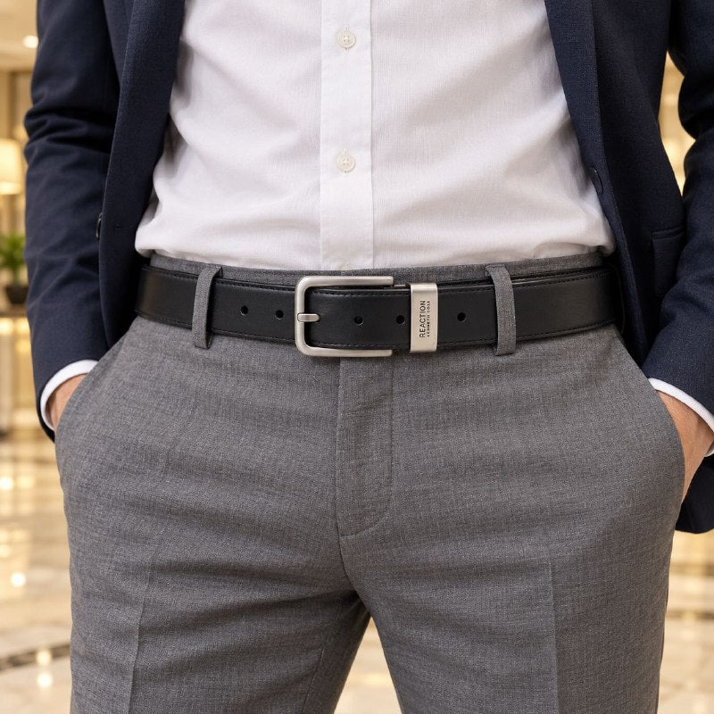 FAJA ORIGINAL REACTION KENNETH COLE REVERSIBLE PARA CABALLERO COLOR NEGRO Y CAFÉ TALLA S 30-32