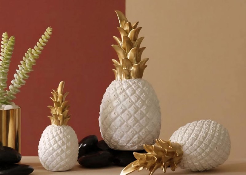 DECORACION ADORNO DE PIÑA PARA EL HOGAR, COLOR BLANCO 20X11CM