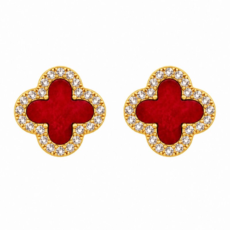 ARITOS DE ENCHAPE PARA DAMA CON DISEÑO DE FLOR 1.2CM (DUPE DE VAN CLEEF)