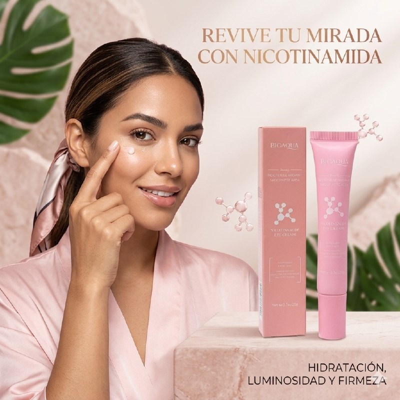 CREMA FACIAL PARA EL CONTORNO DE OJOS DE NIACINAMIDA Y VITAMINA B3 ILUMINADORA Y RESTAURADORA BIOAQUA 20G