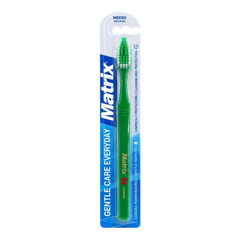 CEPILLO DE DIENTES DE LIMPIEZA PROFUNDA CON CERDAS DE MEDIA DUREZA Y MANGO ERGONOMICO MATRIX 19CM