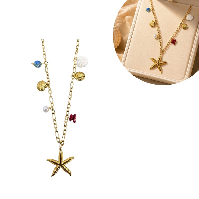 GARGANTILLA DE ENCHAPE PARA DAMA CON DISEÑO DE ESTRELLA DE MAR