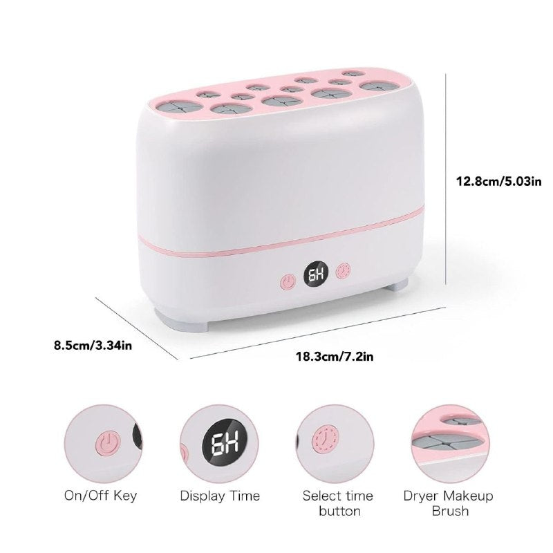 MAQUINA SECADORA DE BROCHAS DE MAQUILLAJE, SECADORA ELECTRICA DE ESPONJAS Y BROCHAS CON 12 AGUJEROS DIFERENTES